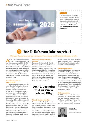 Vorschauseite 1: Ihre To Do’s zum Jahreswechsel