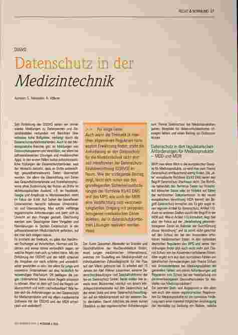 Vorschauseite 1: Datenschutz in der Medizintechnik