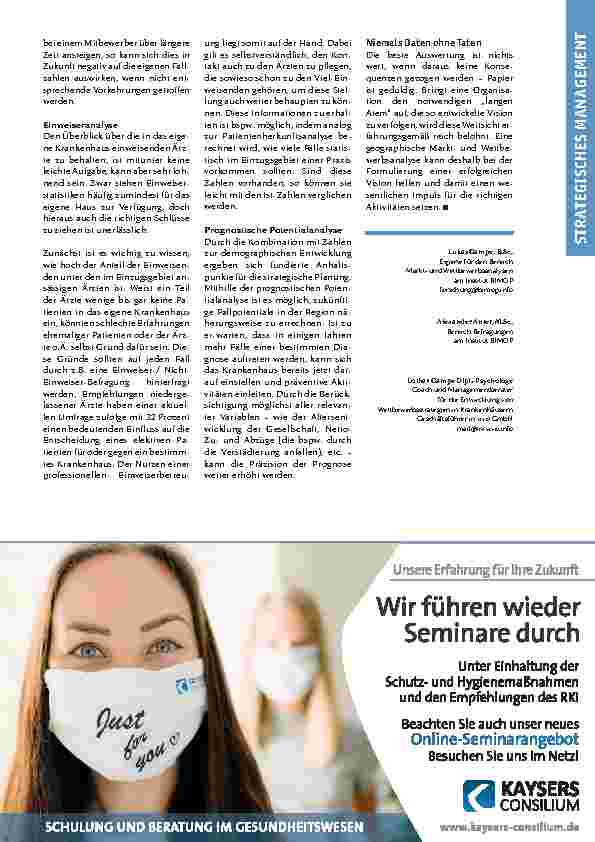 Vorschauseite 3: Die richtigen Entscheidungen treffen. Auch nach Corona brauchen Krankenhäuser Wegweiser für eine erfolgreiche Strategie.