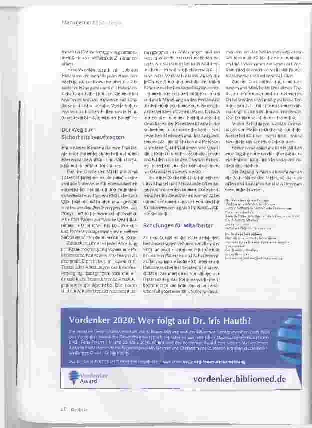 Vorschauseite 3: Patientensicherheit: Die dritte Dimension