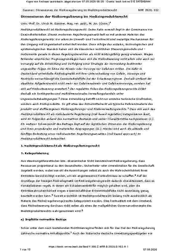 Vorschauseite 1: Dimensionen der Risikoregulierung im Medizinprodukterecht