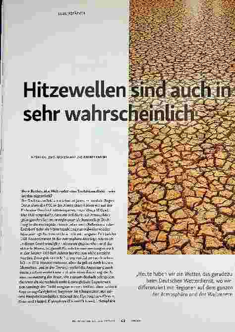 Vorschauseite 1: Hitzewellen sind auch in Zukunft sehr wahrscheinlich.