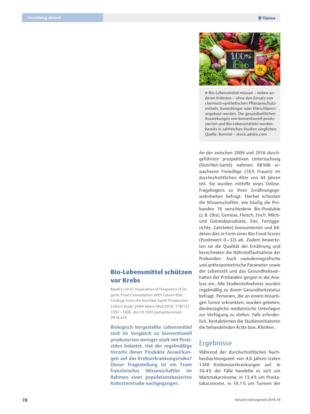 Vorschauseite 1: Bio-Lebensmittel schützen vor Krebs