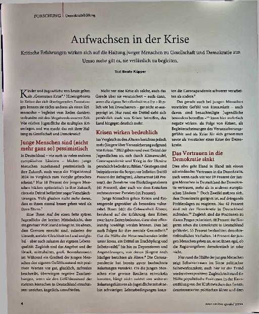 Vorschauseite 1: Aufwachsen in der Krise