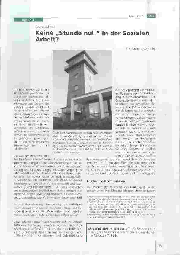 Vorschauseite 1: Keine „Stunde null" in der Sozialen Arbeit?