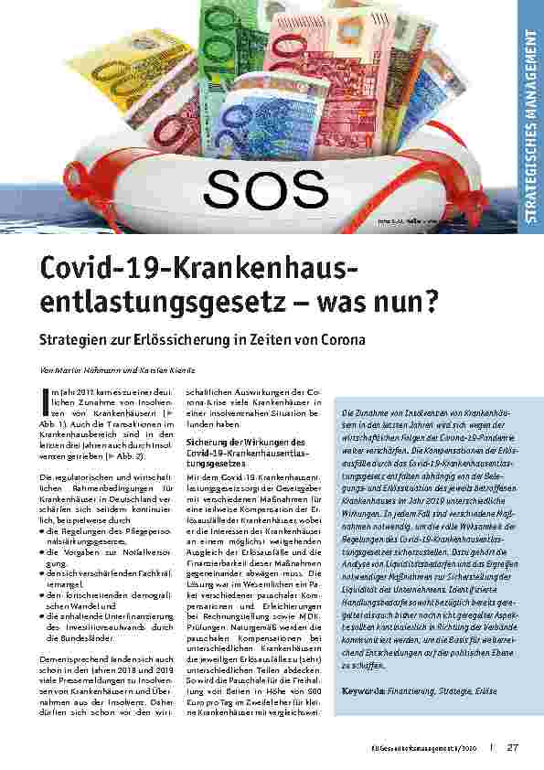 Vorschauseite 1: Covid-19-Krankenhausentlastungsgesetz – was nun? Strategien zur Erlössicherung in Zeiten von Corona