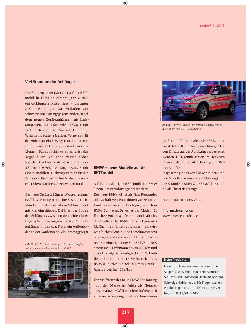 Vorschauseite 1: BMW? neue Modelle auf der RETTmobil