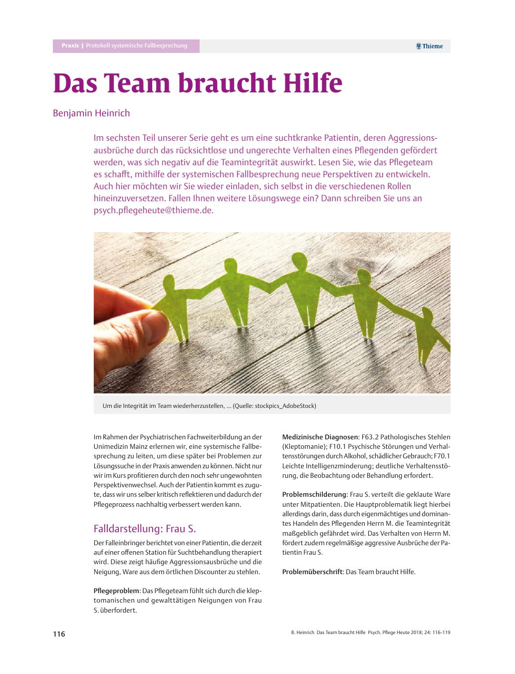 Vorschauseite 1: Das Team braucht Hilfe
