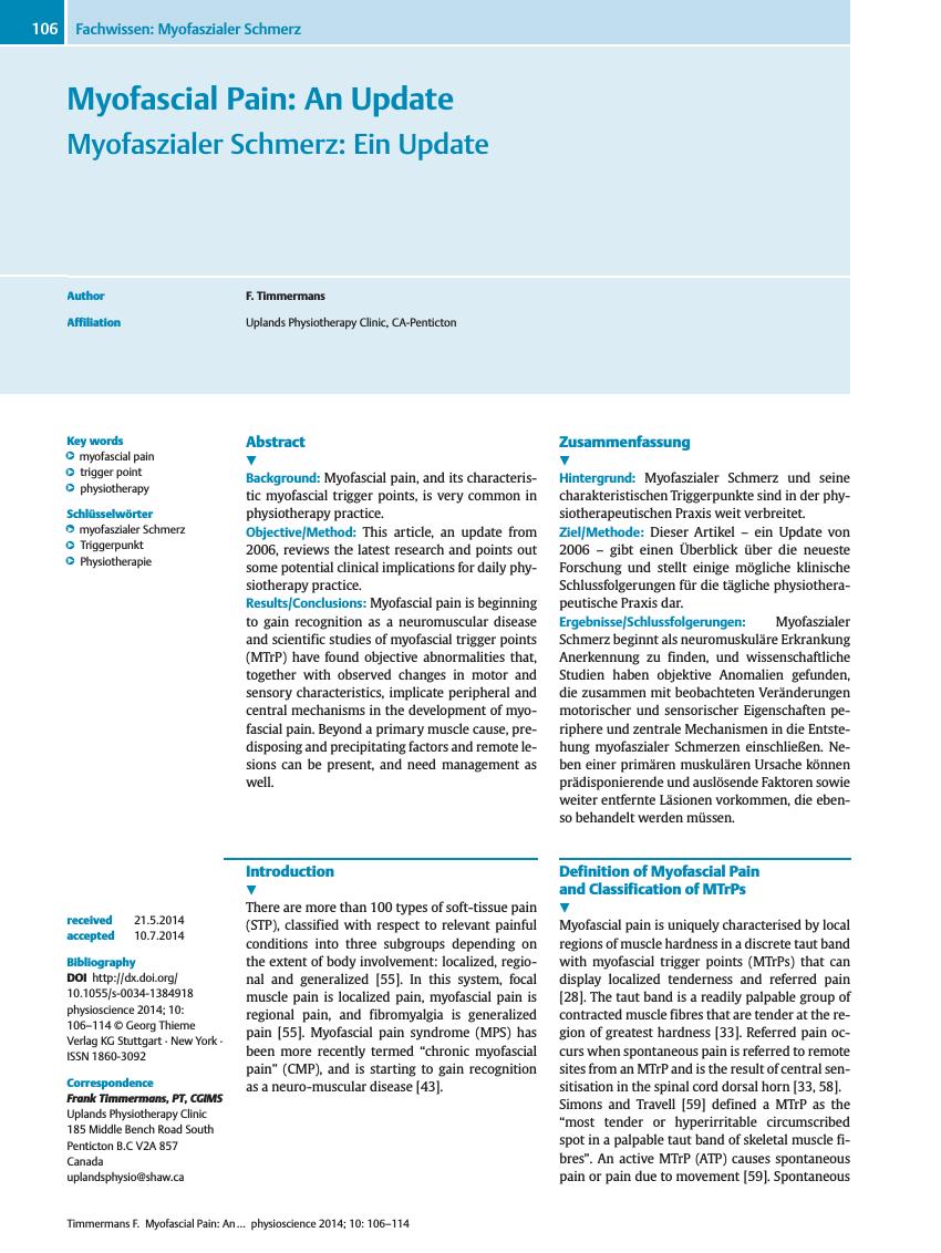 Vorschauseite 1: Myofascial Pain: An Update