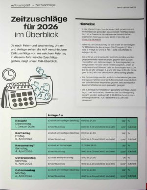 Vorschauseite 1: Zeitzuschläge für 2026 im Überblick