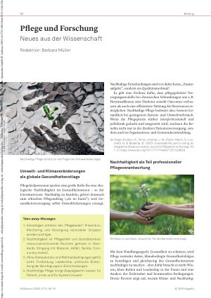 Vorschauseite 1: Pflege und Forschung Neues aus der Wissenschaft