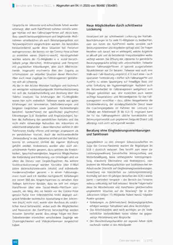 Vorschauseite 2: Beratung und Betreuung im beschäftigungsorientierten Fallmanagement in Zeiten der Corona-Pandemie - ein Blitzlicht
