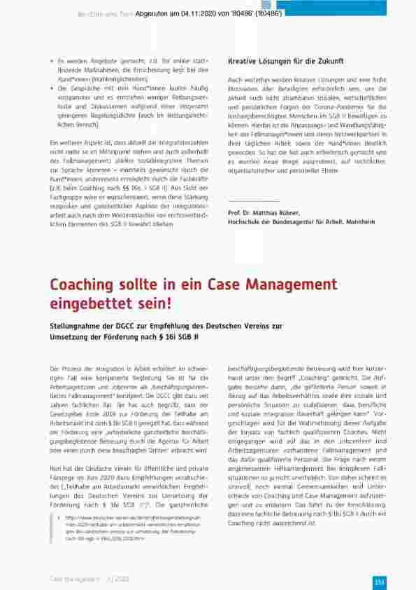 Vorschauseite 3: Beratung und Betreuung im beschäftigungsorientierten Fallmanagement in Zeiten der Corona-Pandemie - ein Blitzlicht