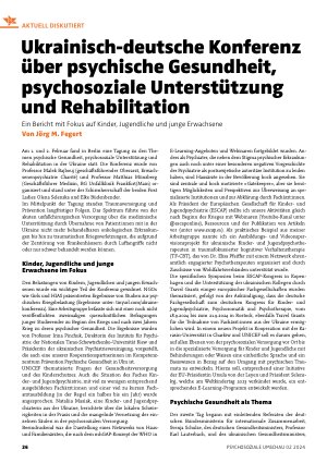 Vorschauseite 1: Ukrainisch-deutsche Konferenz über psychische Gesundheit, psychosoziale Unterstützung und Rehabilitation
