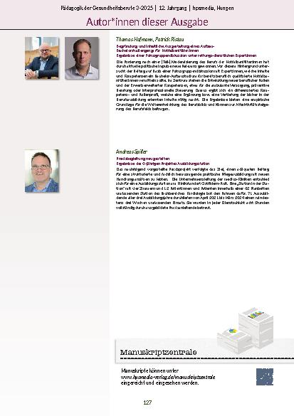 Vorschauseite 5: Pädagogik der Gesundheitsberufe 3-2025