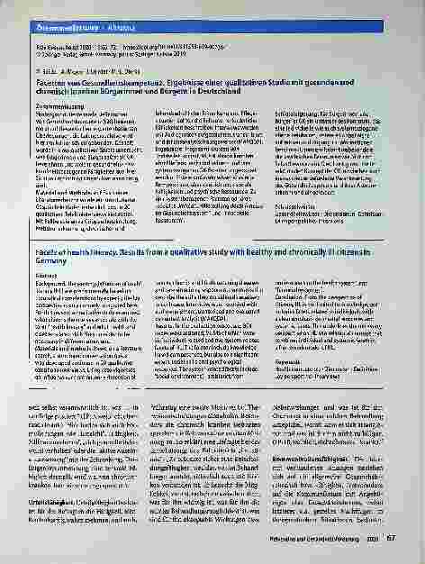 Vorschauseite 3: Facetten von Gesundheitskompetenz: Ergebnisse einer qualitativen Studie mit gesunden und chronisch kranken Bürgerinnen und Bürgern in Deutschland