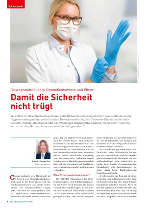 Vorschauseite 1: Einweghandschuhe in Gesundheitswesen und Pflege Damit die Sicherheit nicht trügt