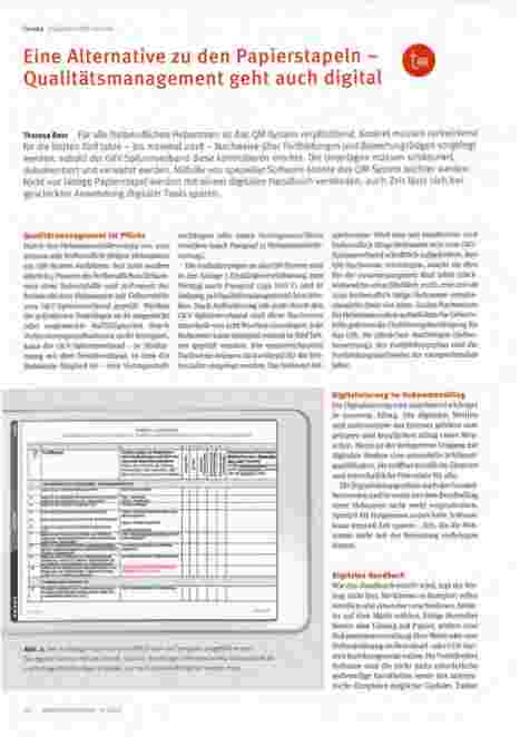 Vorschauseite 1: Eine Alternative zu den Papierstapeln - Qualitätsmanagement geht auch digital.