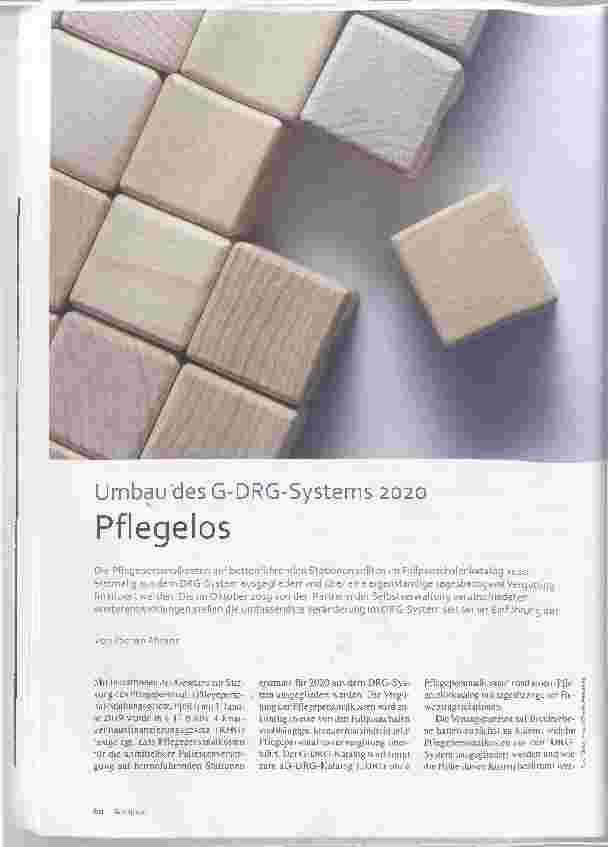Vorschauseite 1: Umbau des G-DRG-Systems 2020 Pflegelos -> Umbau des G-DRG-Systems 2020 Pflegelose
