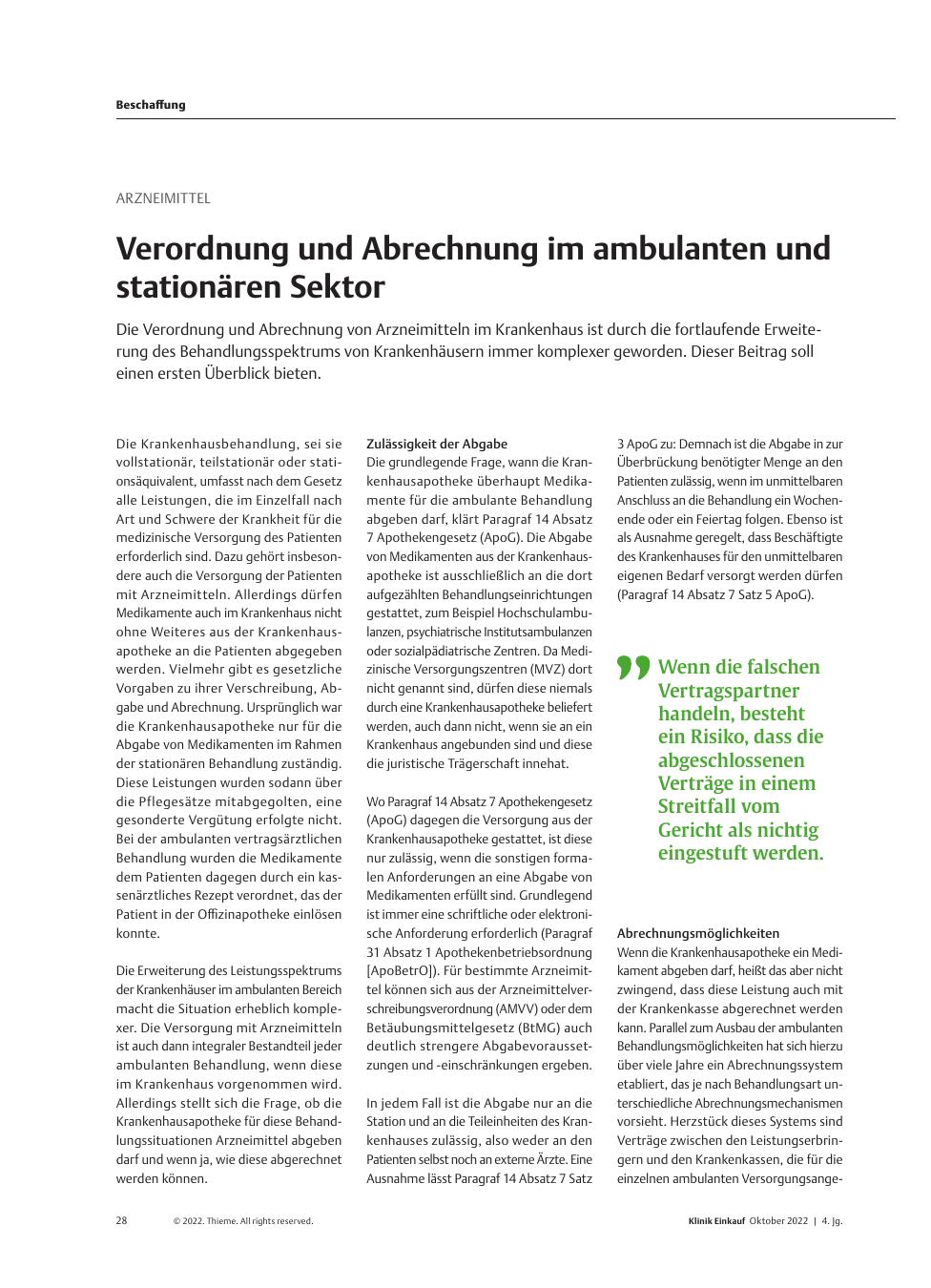 Vorschauseite 1: Arzneimittel: Verordnung und Abrechnung im ambulanten und stationären Sektor