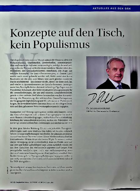 Vorschauseite 1: Konzepte auf den Tisch, kein Populismus