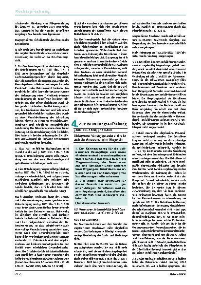Vorschauseite 1: 4. Zur Betreuungsaufhebung Schlagworte: Vorrangige andere Hilfe ist auch die Unterstützung im Pflegeheim.