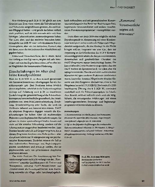 Vorschauseite 3: Gesundheitliche Prävention im Alter scheitert an Finanzierung.