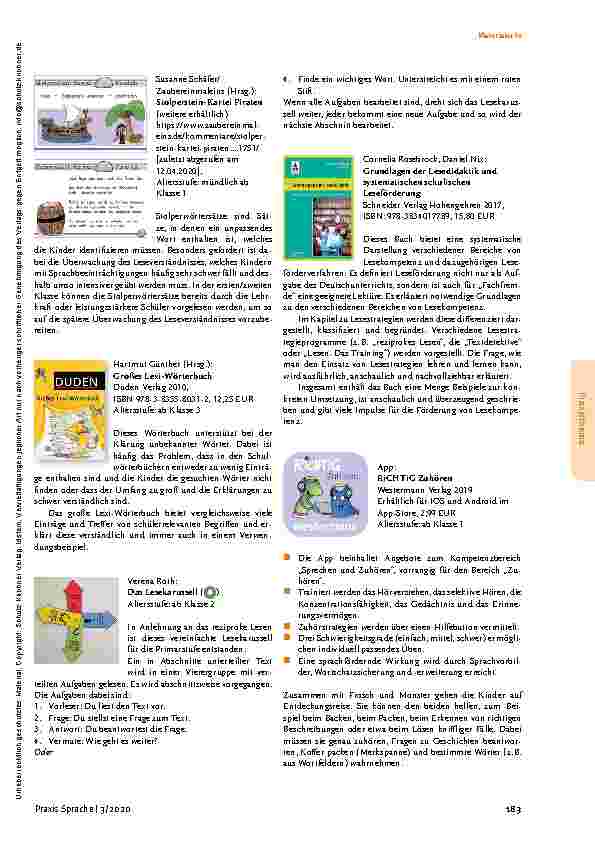 Vorschauseite 2: Materialecke „Lesestrategien“