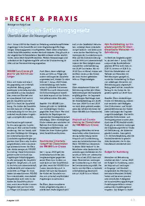Vorschauseite 1: Angehörigenentlastungsgesetz Überblick über die Neuregelungen