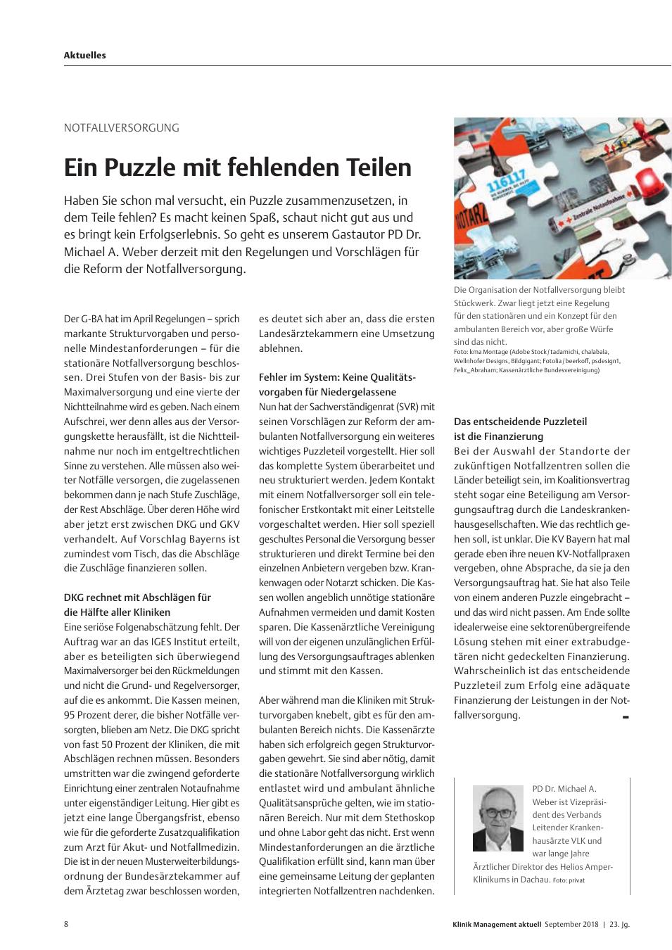 Vorschauseite 1: Notfallversorgung: Ein Puzzle mit fehlenden Teilen