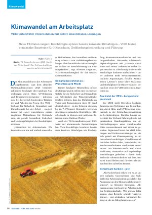 Vorschauseite 1: Klimawandel am Arbeitsplatz VDSI unterstützt Unternehmen mit sofort einsetzbaren Lösungen