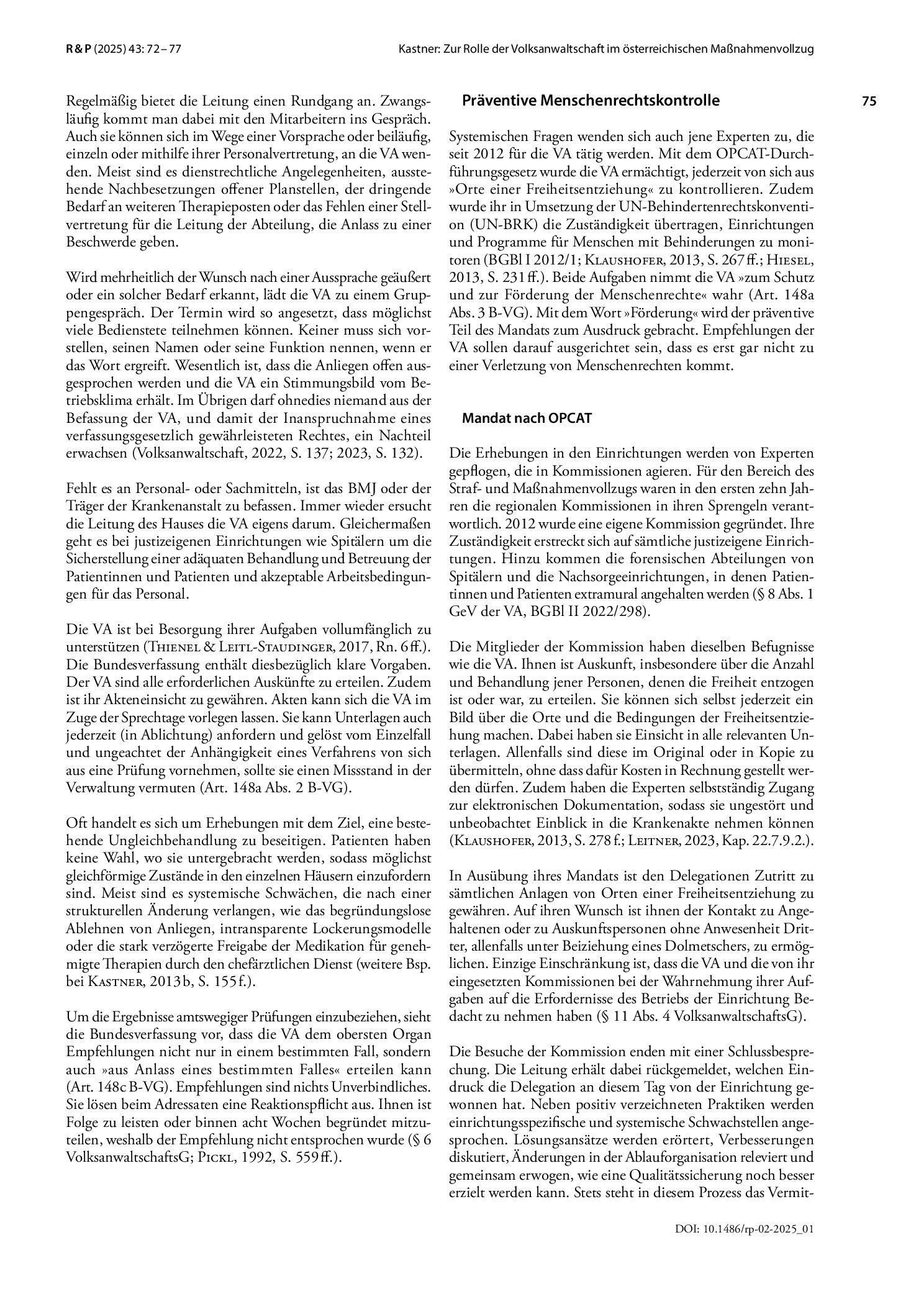 Vorschauseite 4: Zur Rolle der Volksanwaltschaft im österreichischen Maßnahmenvollzug