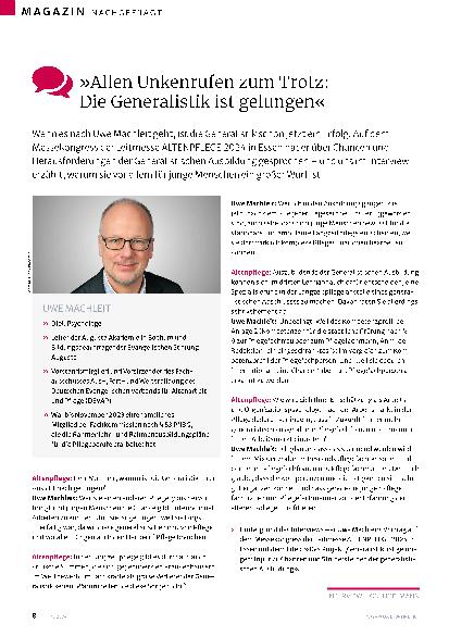Vorschauseite 1: »Allen Unkenrufen zum Trotz: Die Generalistik ist gelungen«