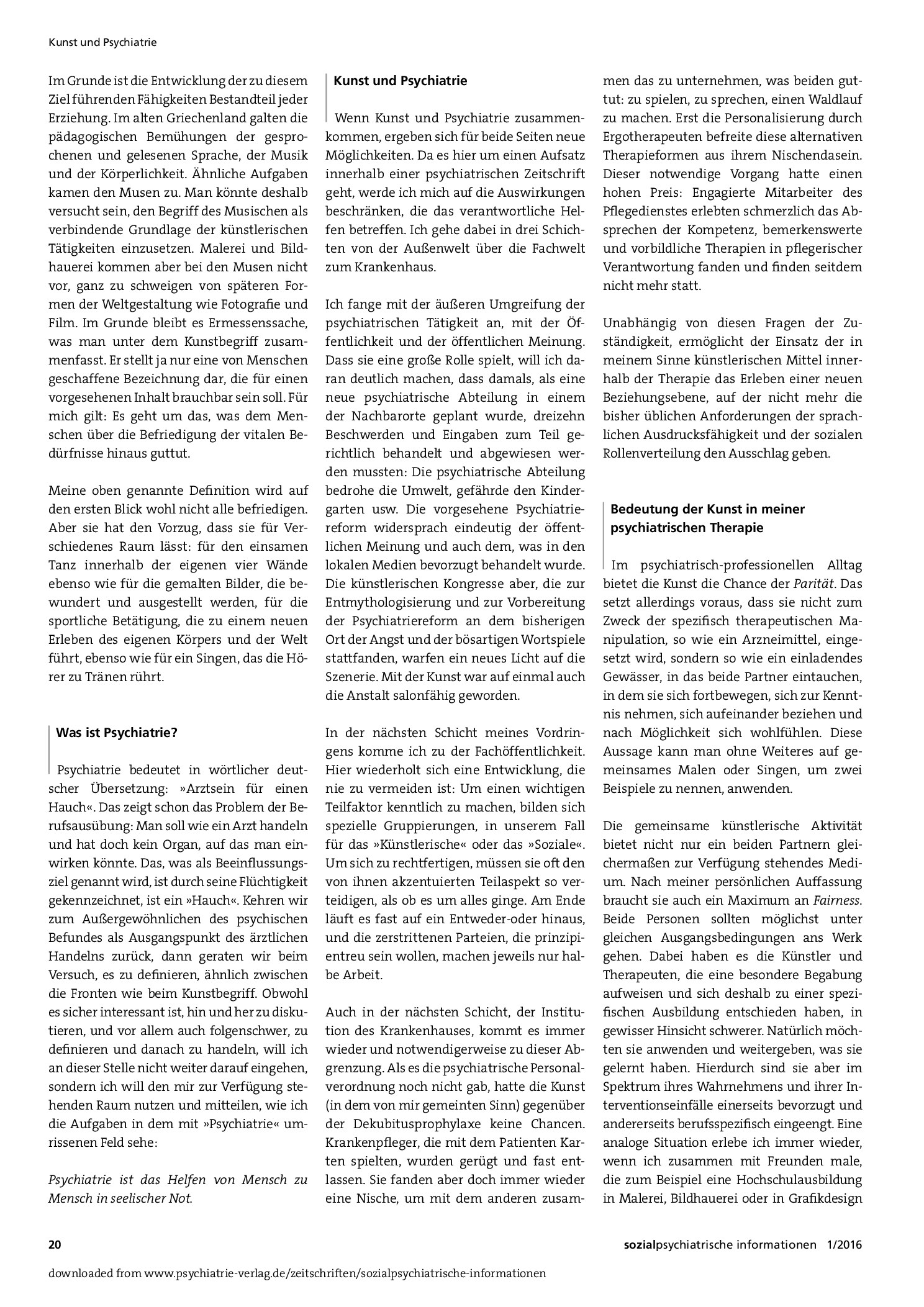 Vorschauseite 2: Die Bedeutung der Kunst für den Psychiater