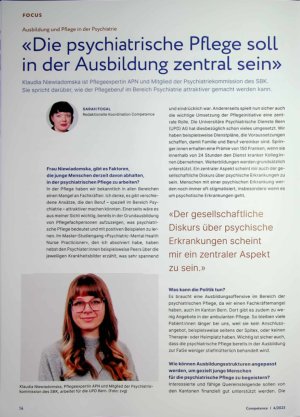 Vorschauseite 1: «Die psychiatrische Pflege soll in der Ausbildung zentral sein»