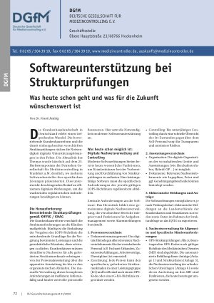 Vorschauseite 1: Softwareunterstützung bei Strukturprüfungen Was heute schon geht und was für die Zukunft wünschenswert ist