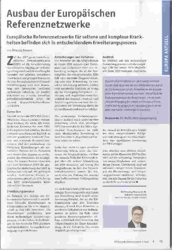 Vorschauseite 1: Ausbau der Europäischen Referenznetzwerke