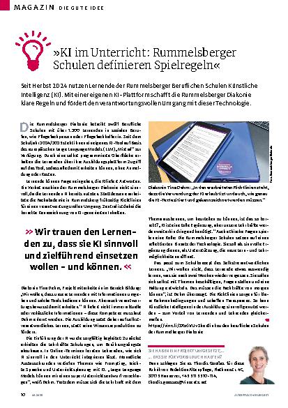 Vorschauseite 1: »KI im Unterricht: Rummelsberger Schulen definieren Spielregeln«