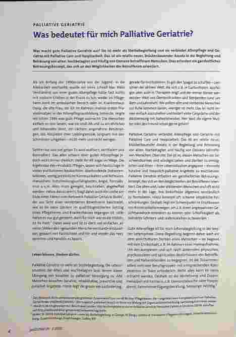 Vorschauseite 1: Was bedeutet für mich Palliative Geriatrie?