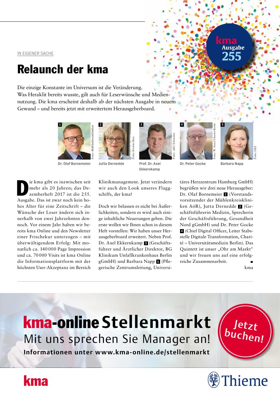 Vorschauseite 1: In eigener Sache: Relaunch der kma