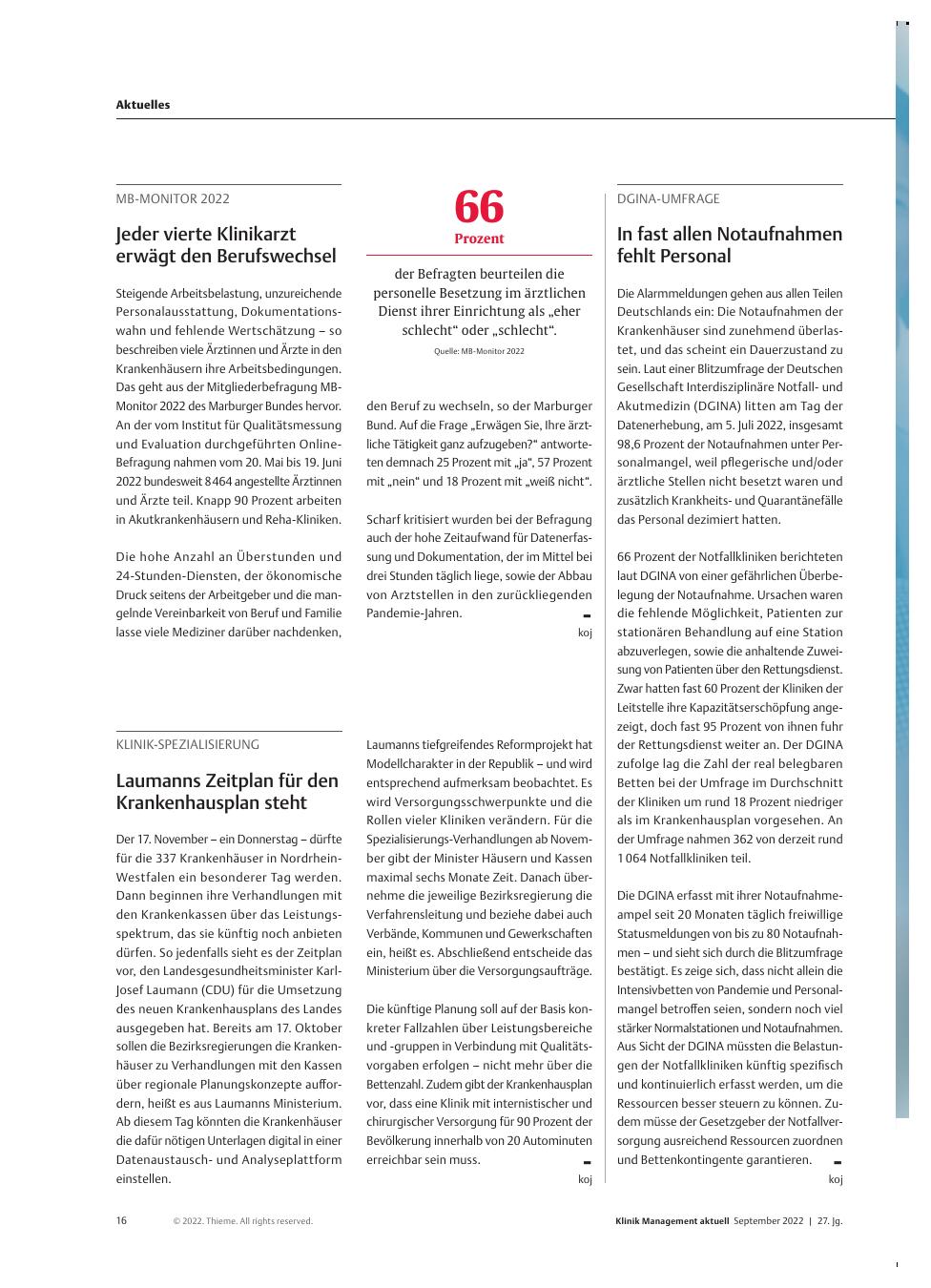 Vorschauseite 1: MB-Monitor 2022: Jeder vierte Klinikarzt erwägt den Berufswechsel