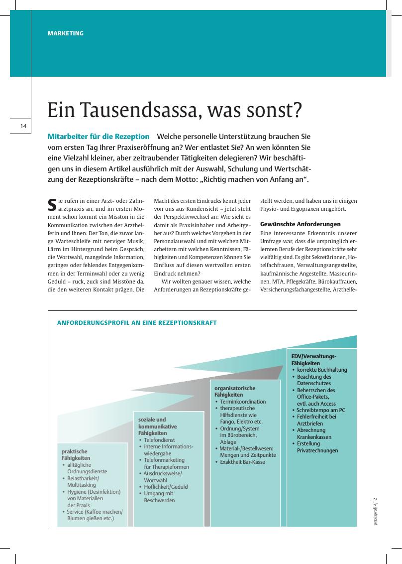 Vorschauseite 1: Mitarbeiter für die Rezeption ? Ein Tausendsassa, was sonst?