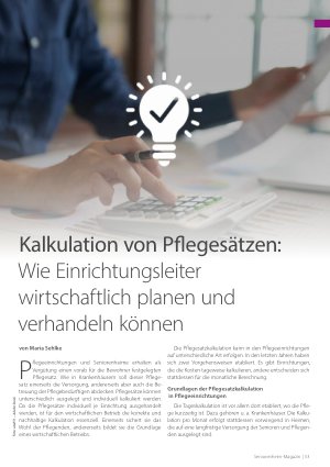 Vorschauseite 1: Kalkulation von Pflegesätzen: Wie Einrichtungsleiter wirtschaftlich planen und verhandeln können