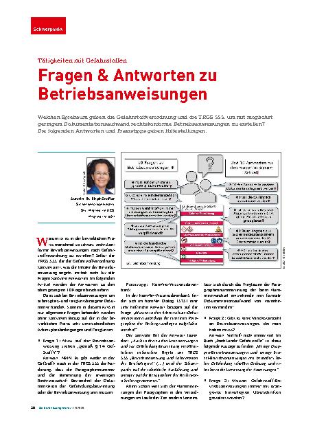 Vorschauseite 1: Tätigkeiten mit Gefahrstoffen Fragen & Antworten zu Betriebsanweisungen