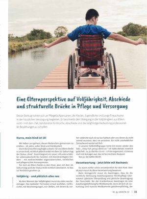 Vorschauseite 1: Eine Elternperspektive auf Volljährigkeit, Abschiede und strukturelle Brüche in Pflege und Versorgung