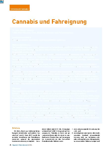 Vorschauseite 1: Cannabis und Fahreignung