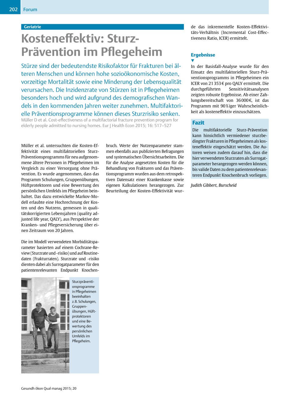 Vorschauseite 1: Geriatrie – Kosteneffektiv: Sturz-Prävention im Pflegeheim
