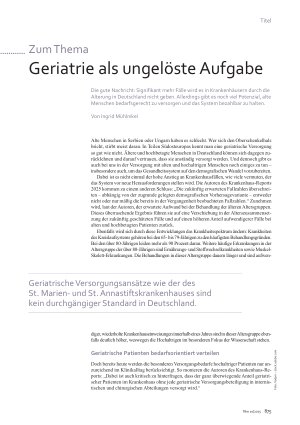 Vorschauseite 1: Geriatrie als ungelöste Aufgabe
