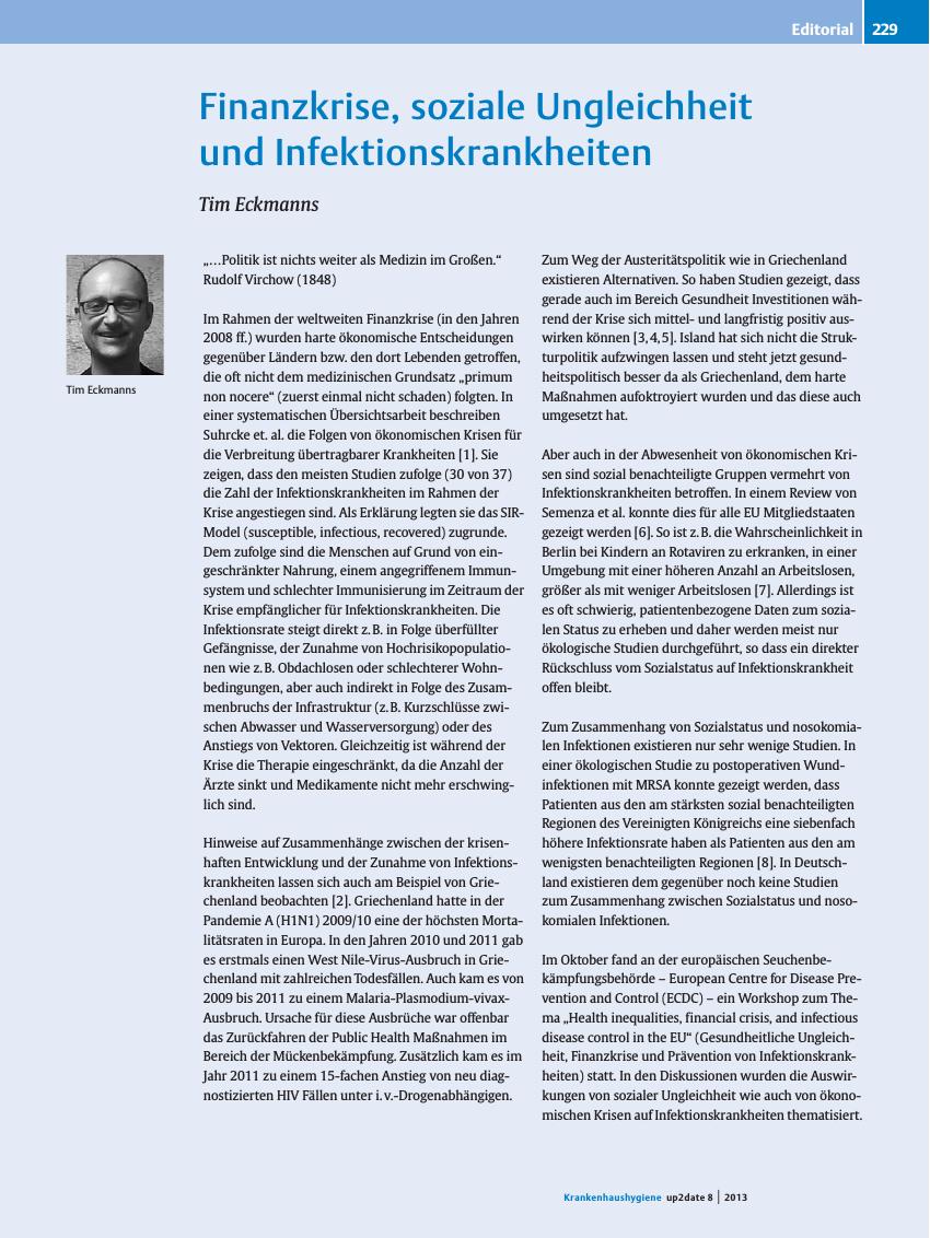 Vorschauseite 1: Finanzkrise, soziale Ungleichheit und Infektionskrankheiten
