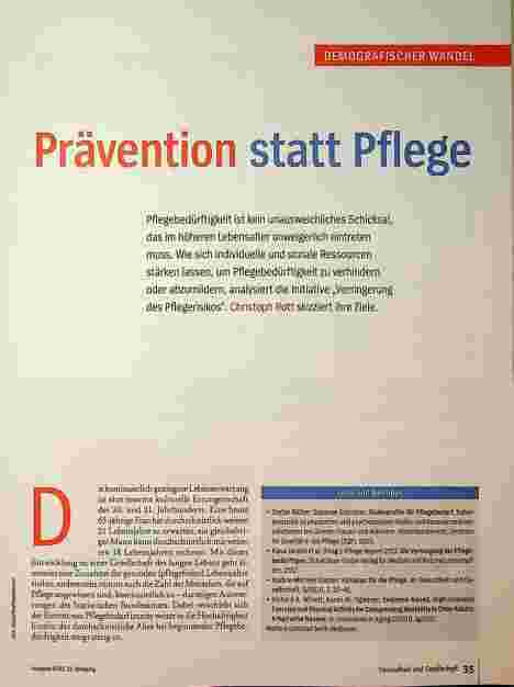 Vorschauseite 1: Prävention statt Pflege